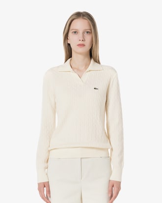 케이블 오픈카라 스웨터