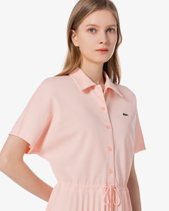 밑단 플리츠 반팔 폴로 드레스