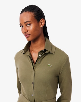 핏앤플레어 벨티드 폴로 드레스