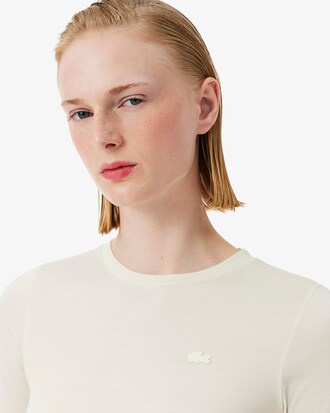 여성 실크 피케 슬림 크루넥 티셔츠