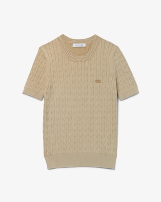 가먼트 다잉 케이블 반팔 스웨터