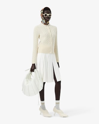 크레이프 플루이드 니 랭스 플리츠 스커트