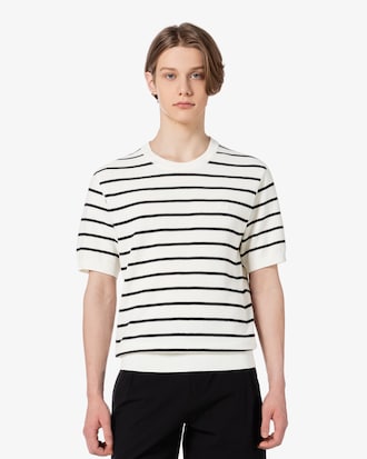 솔리드 반팔 크루넥 스웨터