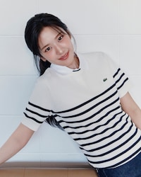 스트라이프 반팔 스웨터