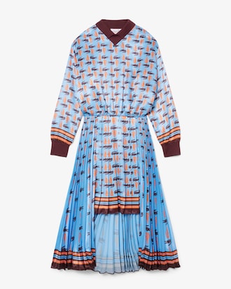 크록 패턴 새틴 드레스