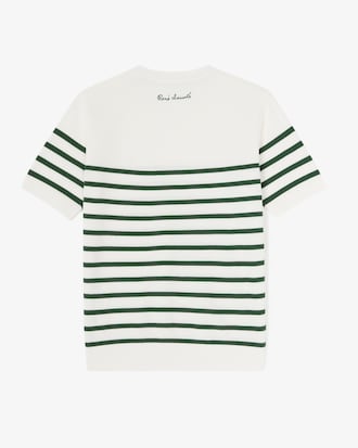 스트라이프 반팔 스웨터