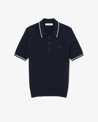 티핑 케이블 스웨터 폴로 셔츠