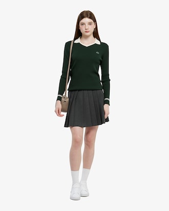 V넥 카라 긴팔 스웨터