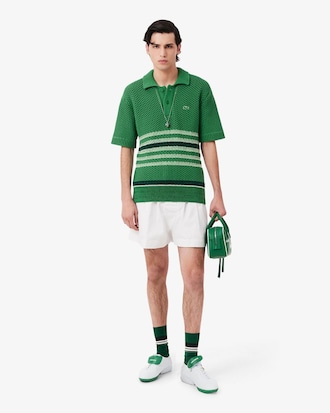 남성 스트라이프 피케 루즈핏 니트 폴로