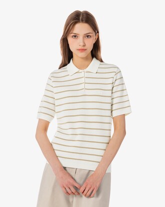 스트라이프 스웨터 폴로 셔츠