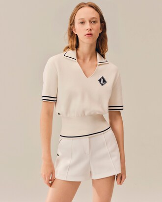 MIF 오픈카라 반팔 스웨터