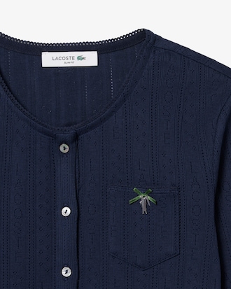 포인텔 리본 크록 긴팔 가디건