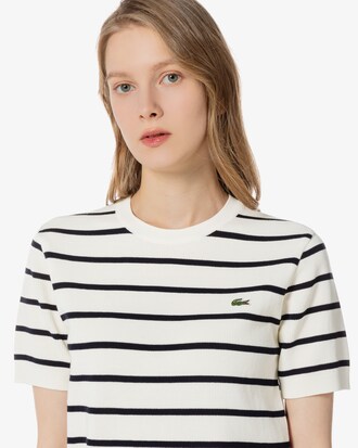 스트라이프 반팔 스웨터