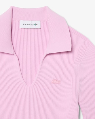 3D 립조직 오픈카라 스웨터