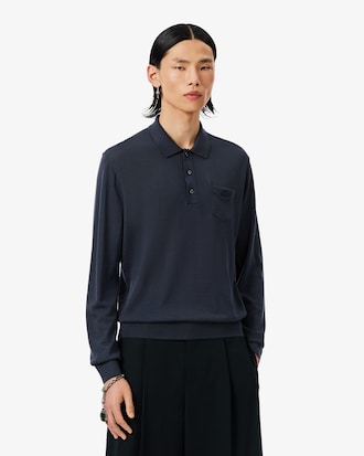 메리노 저지 롱슬리브 폴로 스웨터