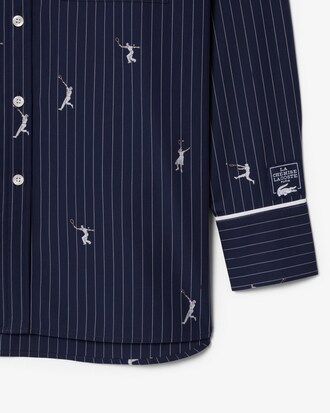 자수 포인트 스트라이프 셔츠