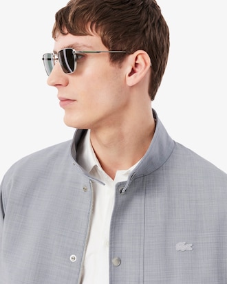 하이넥 가슴 절개 블루종