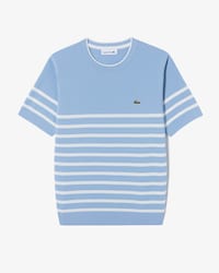 스트라이프 반팔 스웨터