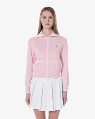 컬러티핑 윙카라 집업 스웨터