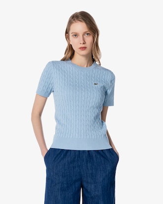 케이블 반팔 크루넥 풀오버