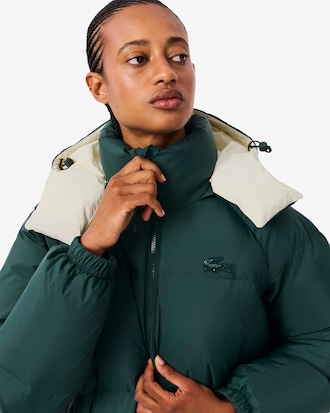 후드 롱 다운 점퍼