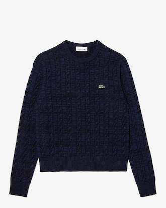 울혼방 케이블 크루넥 스웨터