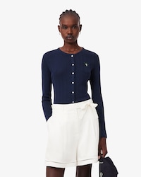 포인텔 리본 크록 긴팔 가디건