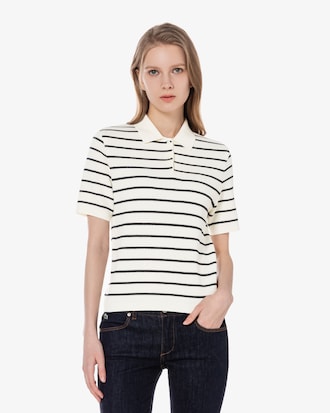 스트라이프 스웨터 폴로 셔츠