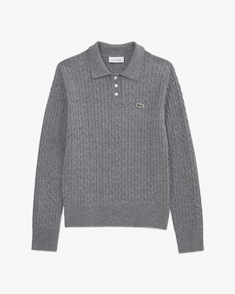 케이블 긴팔 폴로 스웨터