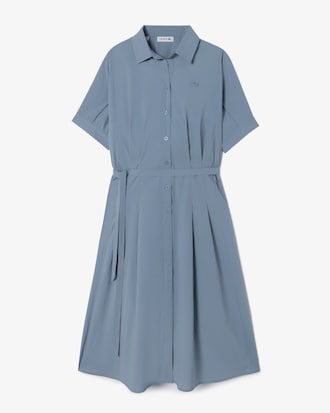 플레어 반팔 셔츠 드레스