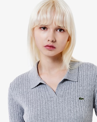 케이블 반팔 스웨터 폴로