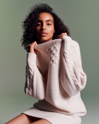 울혼방 케이블 스웨터 드레스