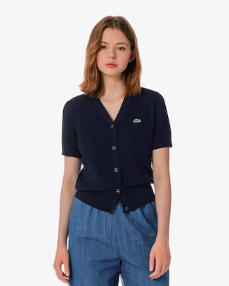 브이넥 반팔 가디건