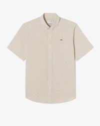 반팔 린넨 혼방 체크 셔츠