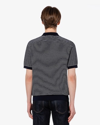 스트라이프 반팔 스웨터 폴로 셔츠