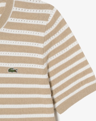 부클 스트라이프 반팔 스웨터