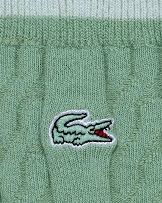 여성용 스트라이프 케이블 미들 양말