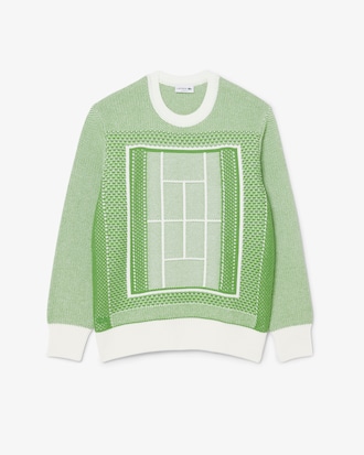 테니스 코트 자카드 긴팔 크루넥 풀오버