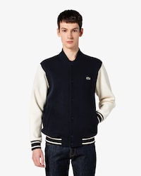 스타디움 넥 소매 배색 스웻 점퍼