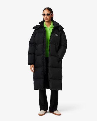 후드 롱 다운 점퍼