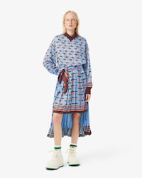 크록 패턴 새틴 드레스