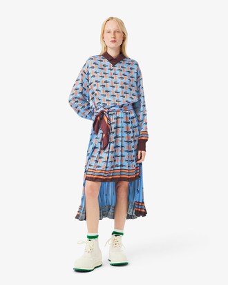 크록 패턴 새틴 드레스