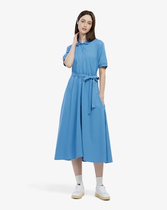 핏앤플레어 반팔 피케 드레스