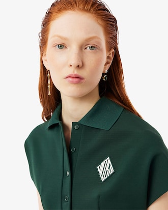 폴로 칼라 더블 플리츠 스커트 미니 드레스