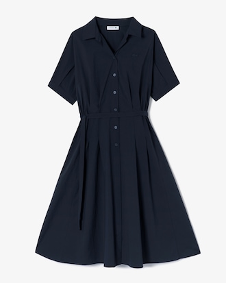 플레어 반팔 셔츠 드레스