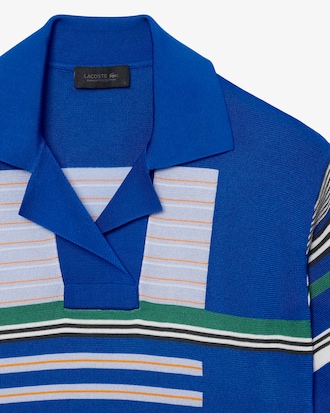 샤이니 멀티 스트라이프 오버사이즈 니트 폴로