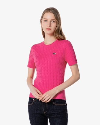 케이블 반팔 크루넥 풀오버