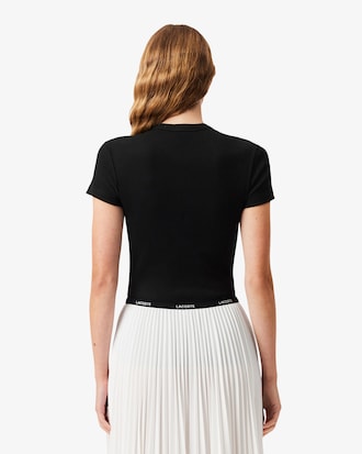 슬림핏 립조직 반팔 티셔츠