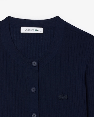 슬림핏 립조직 크루넥 가디건