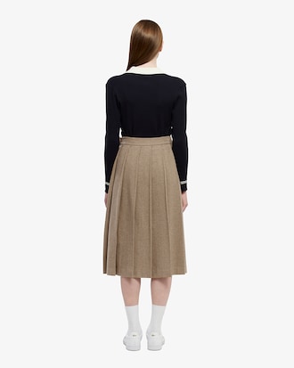 울 플리츠 미디스커트